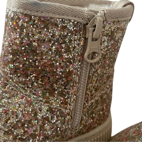 040 Cat & Jack Glittery Gold Kids Boots - Picture 8 of 9